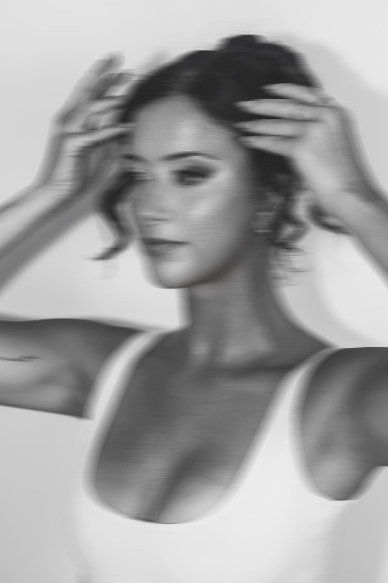 Bridal beauty in motion, black and white